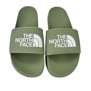 The North Face Olive Green Slide Sandals with White Logo